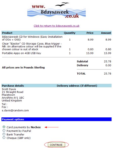 Select Payment Option, Continue button